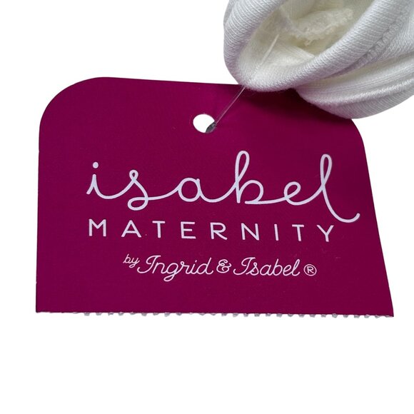 Isabel Maternity White Ribbed Pregnancy Tank Top Medium - Picture 6 of 11